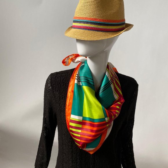 Aqua Sheen Water Repellent Vintage Scarf - Picture 8 of 15